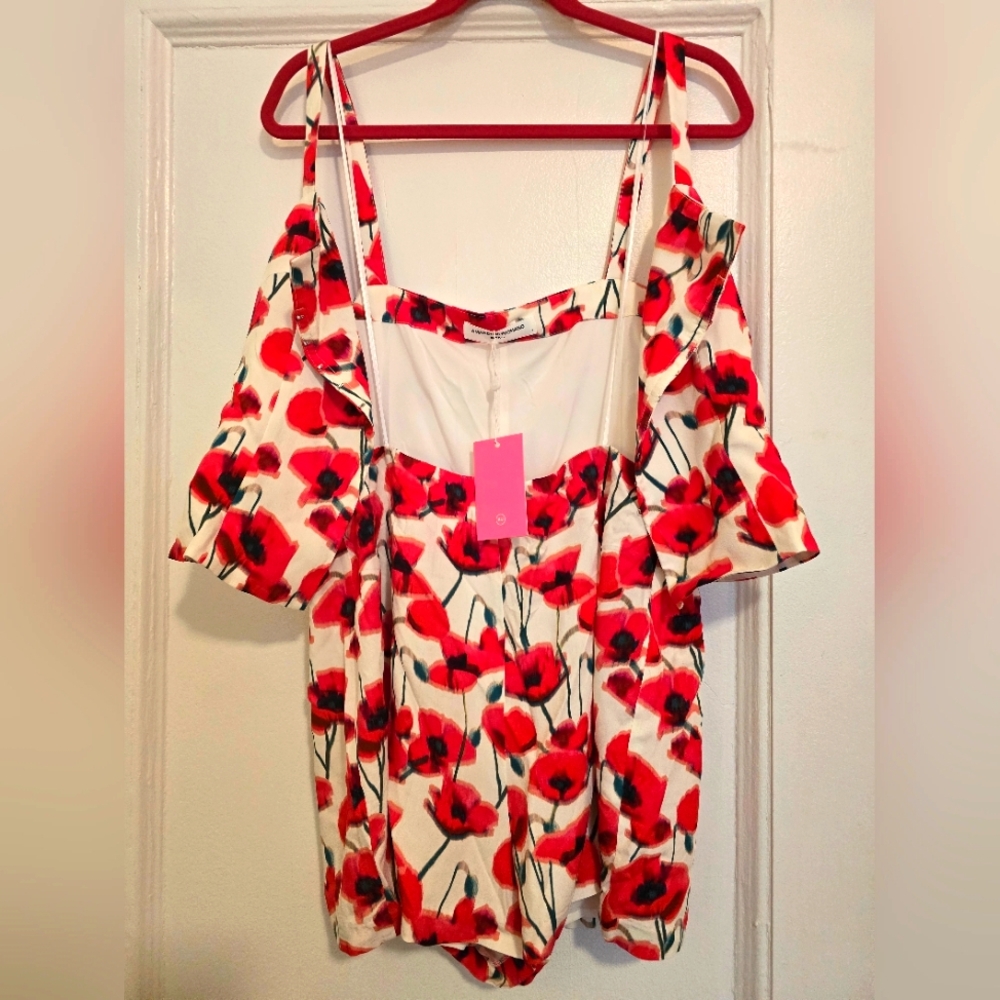 New! Amanda Uprichard X Revolve Poppyfield Tisha Summer Romper - Size Large - Picture 9 of 17